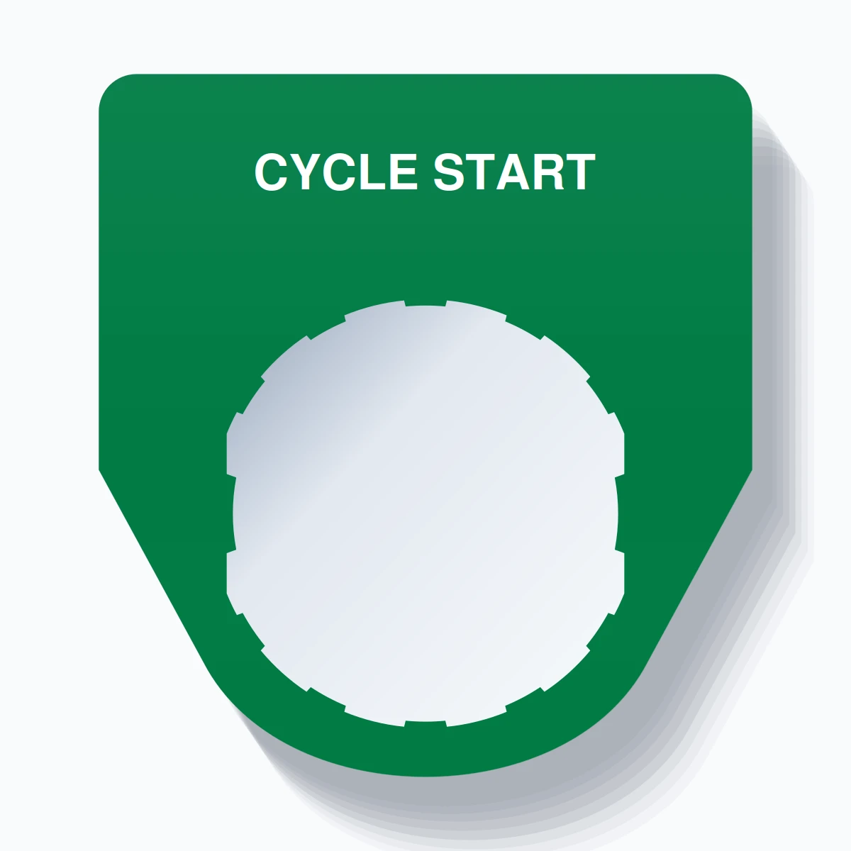22mm Ring Tag – CYCLE START, Single-Line Traditional, Schneider Electric Compatible, White on Green