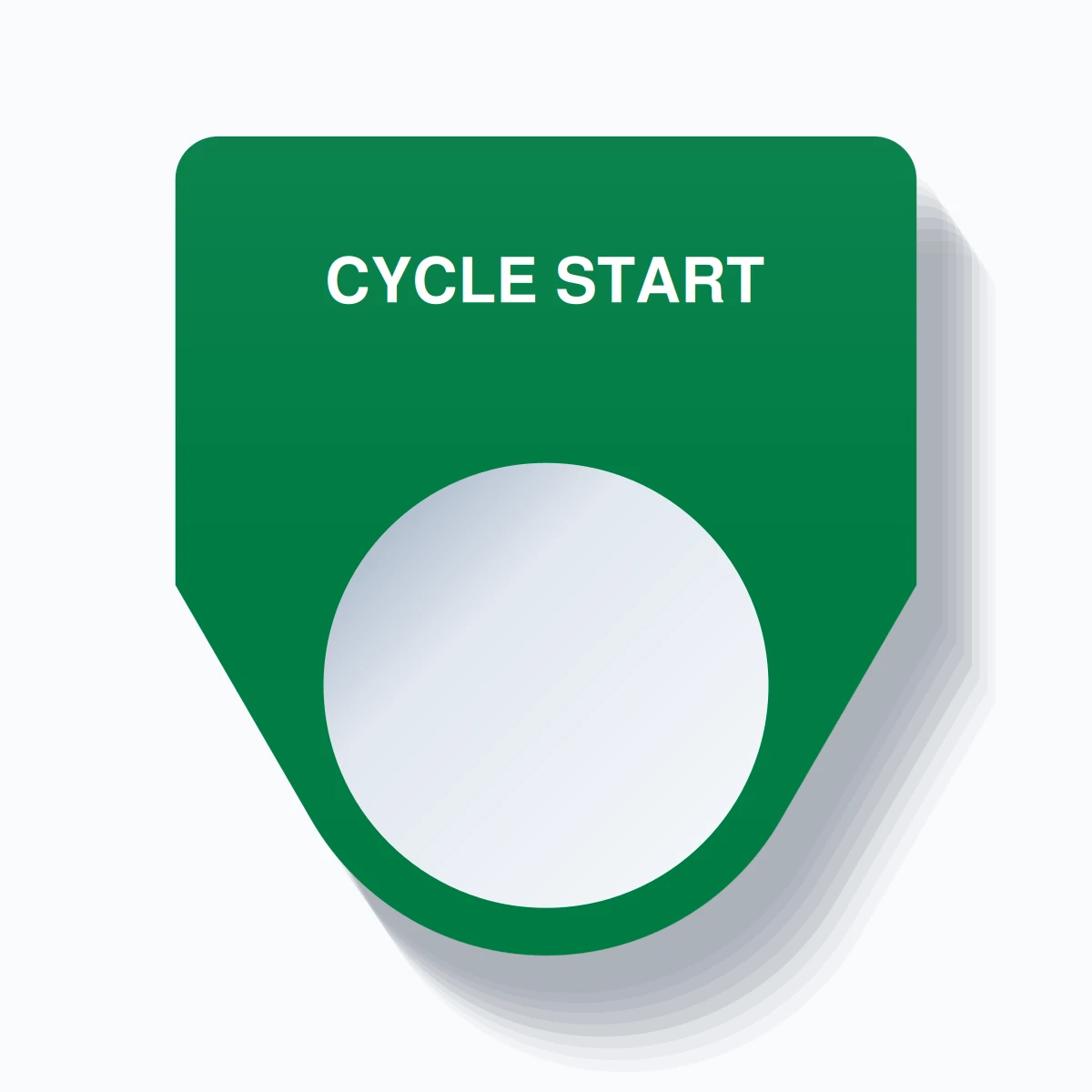 22mm Ring Tag – CYCLE START, Single-Line Traditional, White on Green