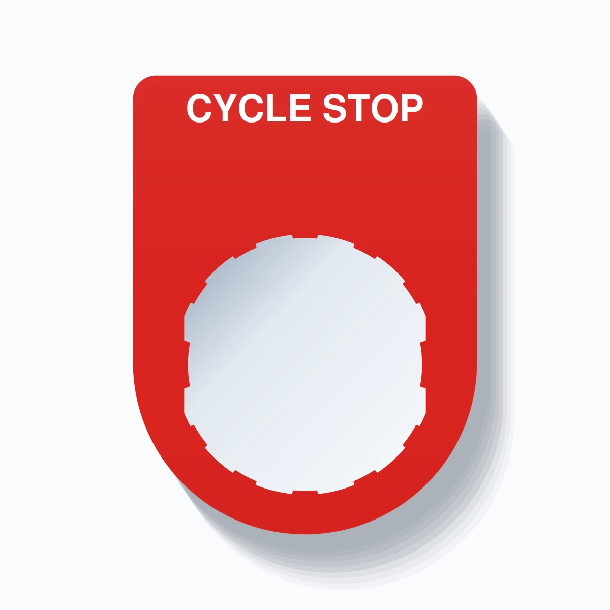 22mm Ring Tag – CYCLE STOP, Single-Line Slim, Schneider Electric Compatible, White on Red