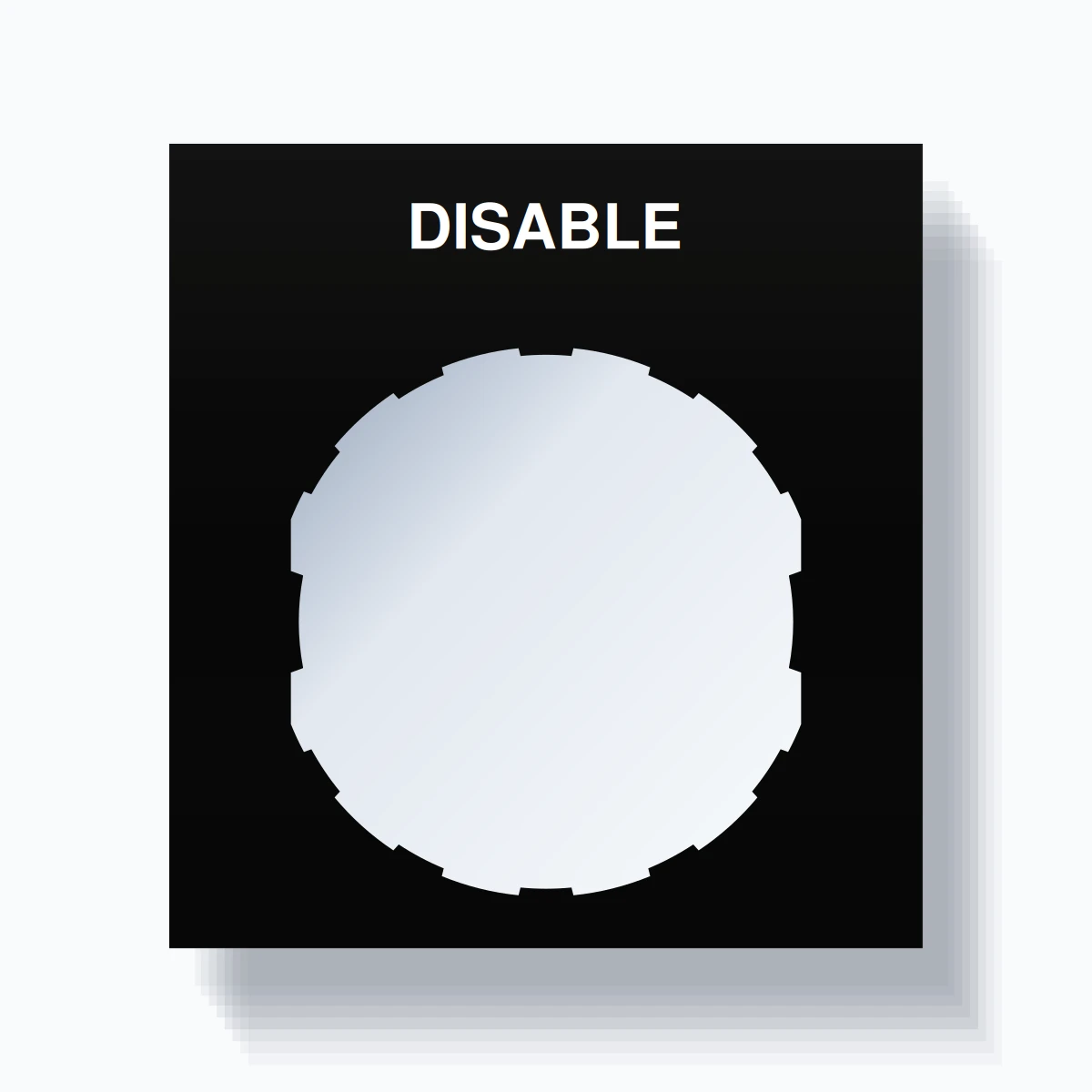 22mm Ring Tag – DISABLE, Single-Line Square, Schneider Electric Compatible, White on Black