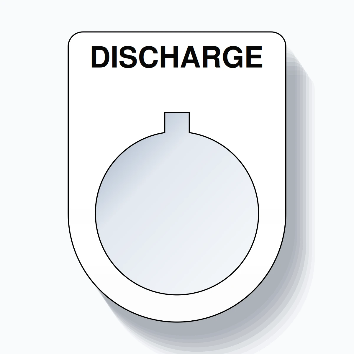 22mm Ring Tag – DISCHARGE, Single-Line Slim, Allen-Bradley Compatible, Black on White