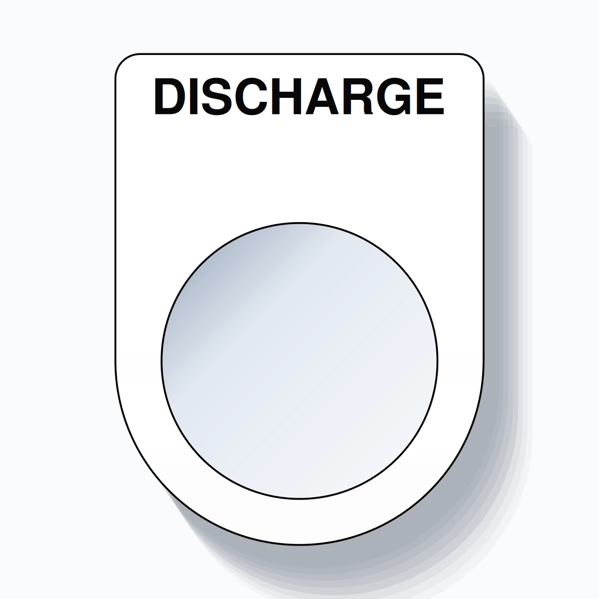 22mm Ring Tag – DISCHARGE, Single-Line Slim, Black on White