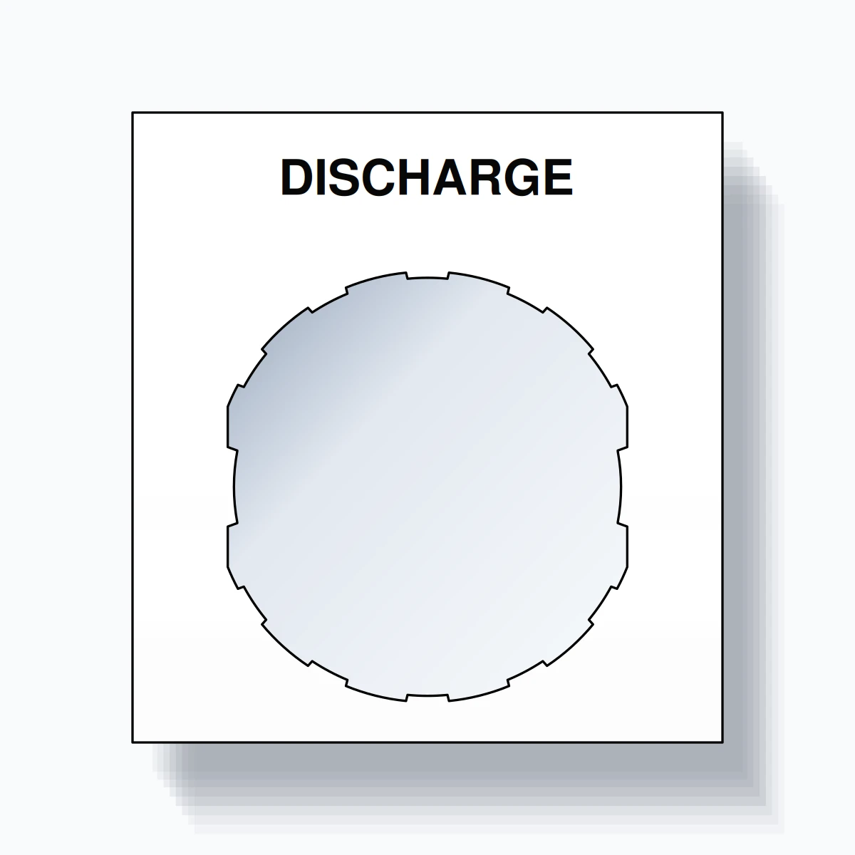 22mm Ring Tag – DISCHARGE, Single-Line Square, Schneider Electric Compatible, Black on White