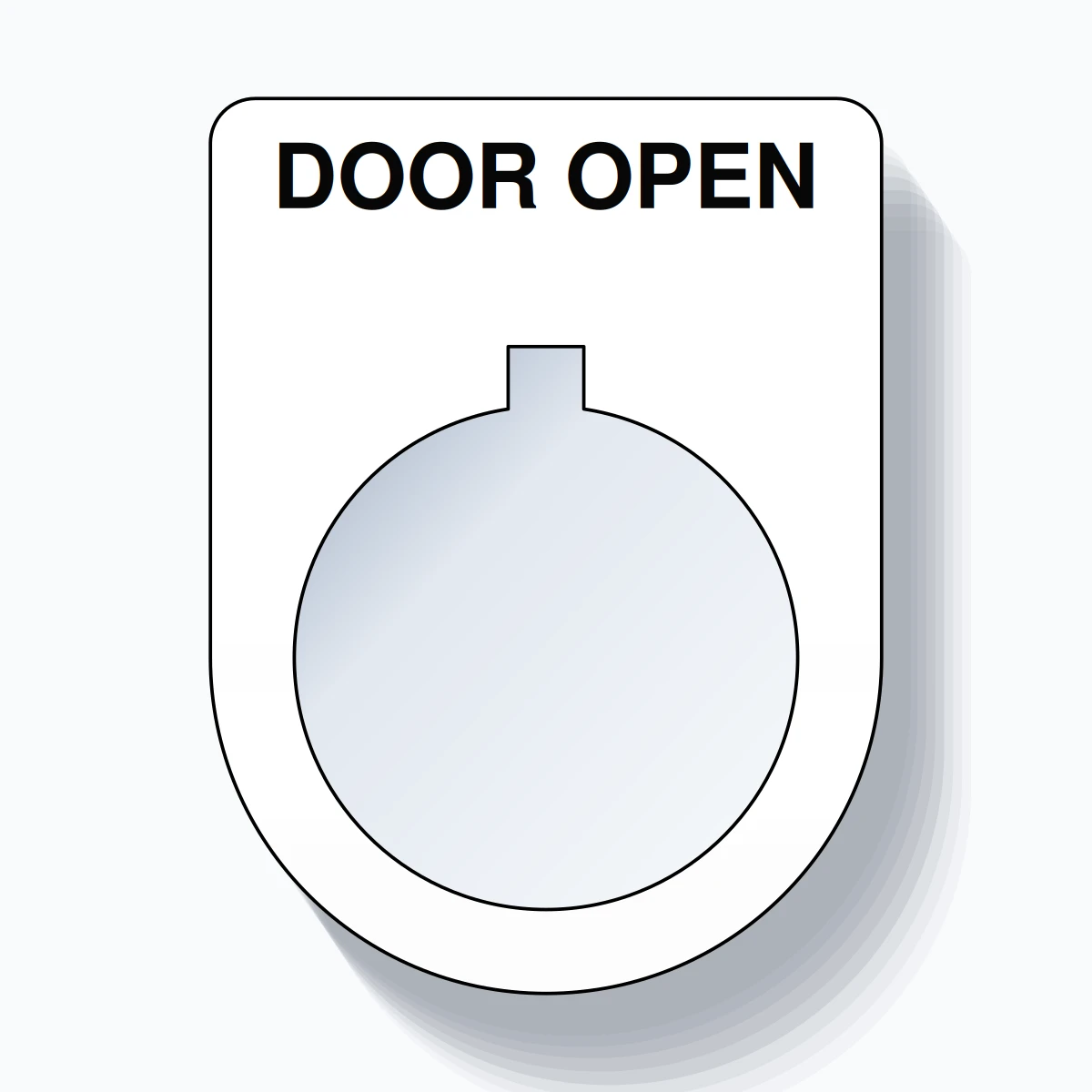 22mm Ring Tag – DOOR OPEN, Single-Line Slim, Allen-Bradley Compatible, Black on White