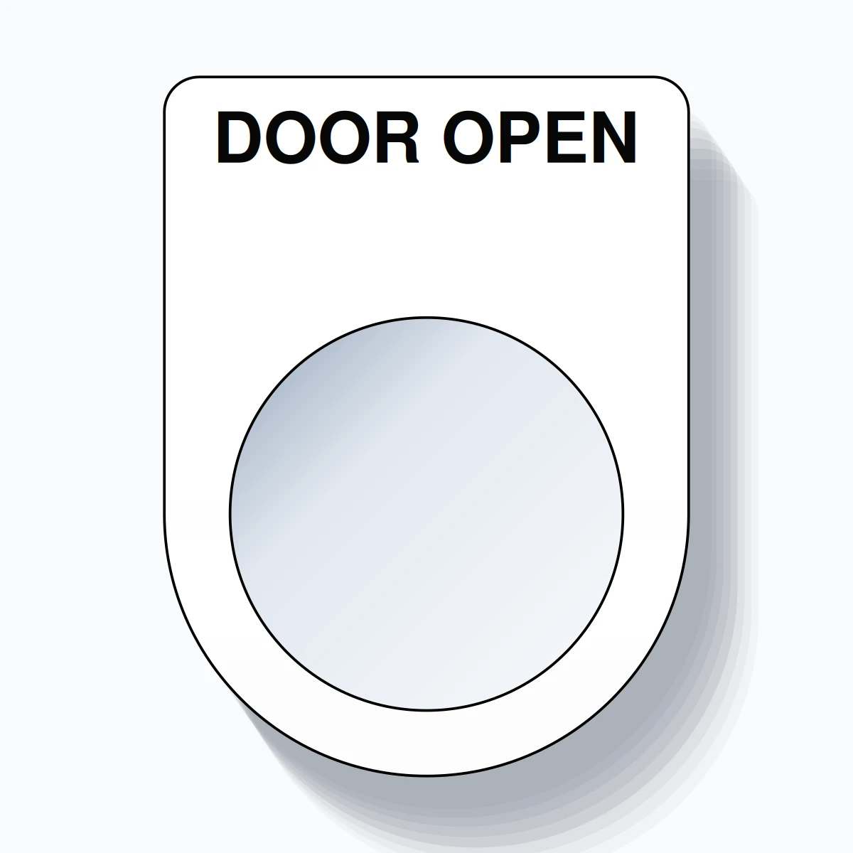 22mm Ring Tag – DOOR OPEN, Single-Line Slim, Black on White