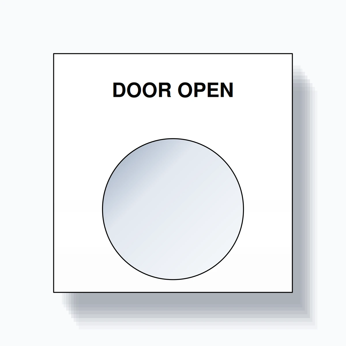 22mm Ring Tag – DOOR OPEN, Single-Line Square, Black on White