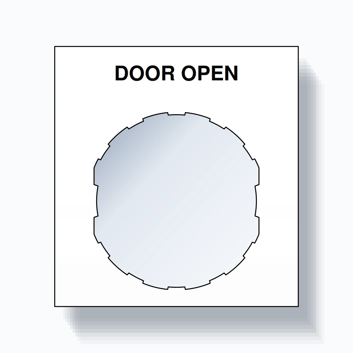 22mm Ring Tag – DOOR OPEN, Single-Line Square, Schneider Electric Compatible, Black on White