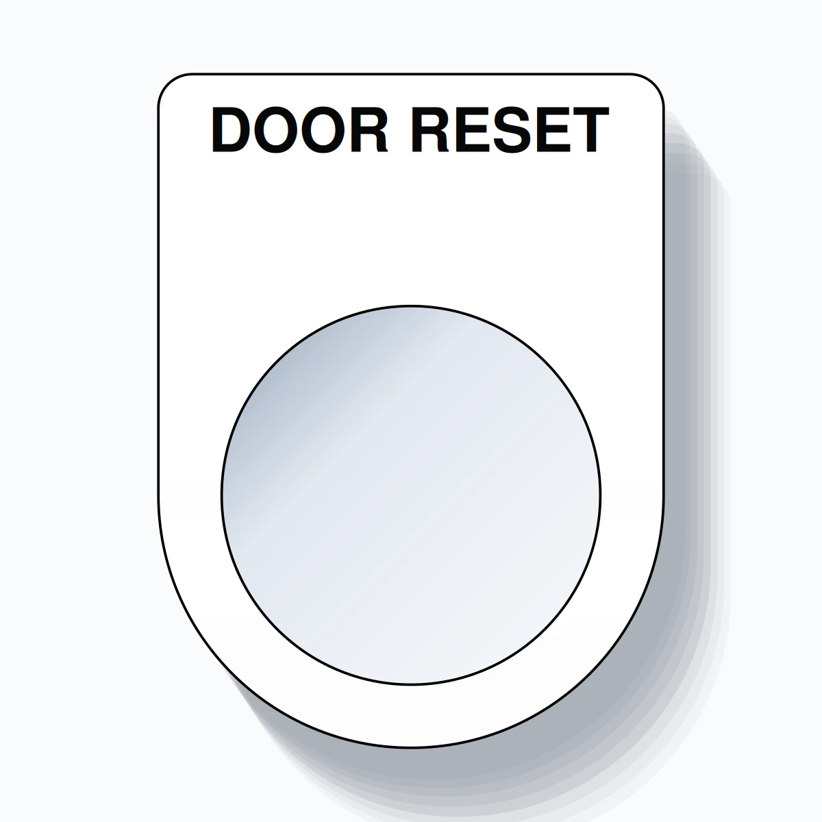 22mm Ring Tag – DOOR RESET, Single-Line Slim, Black on White