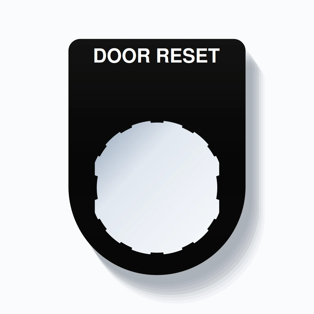 22mm Ring Tag – DOOR RESET, Single-Line Slim, Schneider Electric Compatible, White on Black