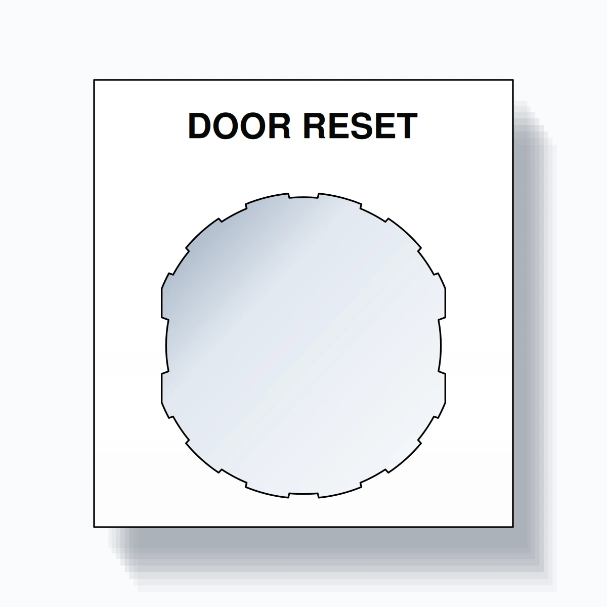 22mm Ring Tag – DOOR RESET, Single-Line Square, Schneider Electric Compatible, Black on White