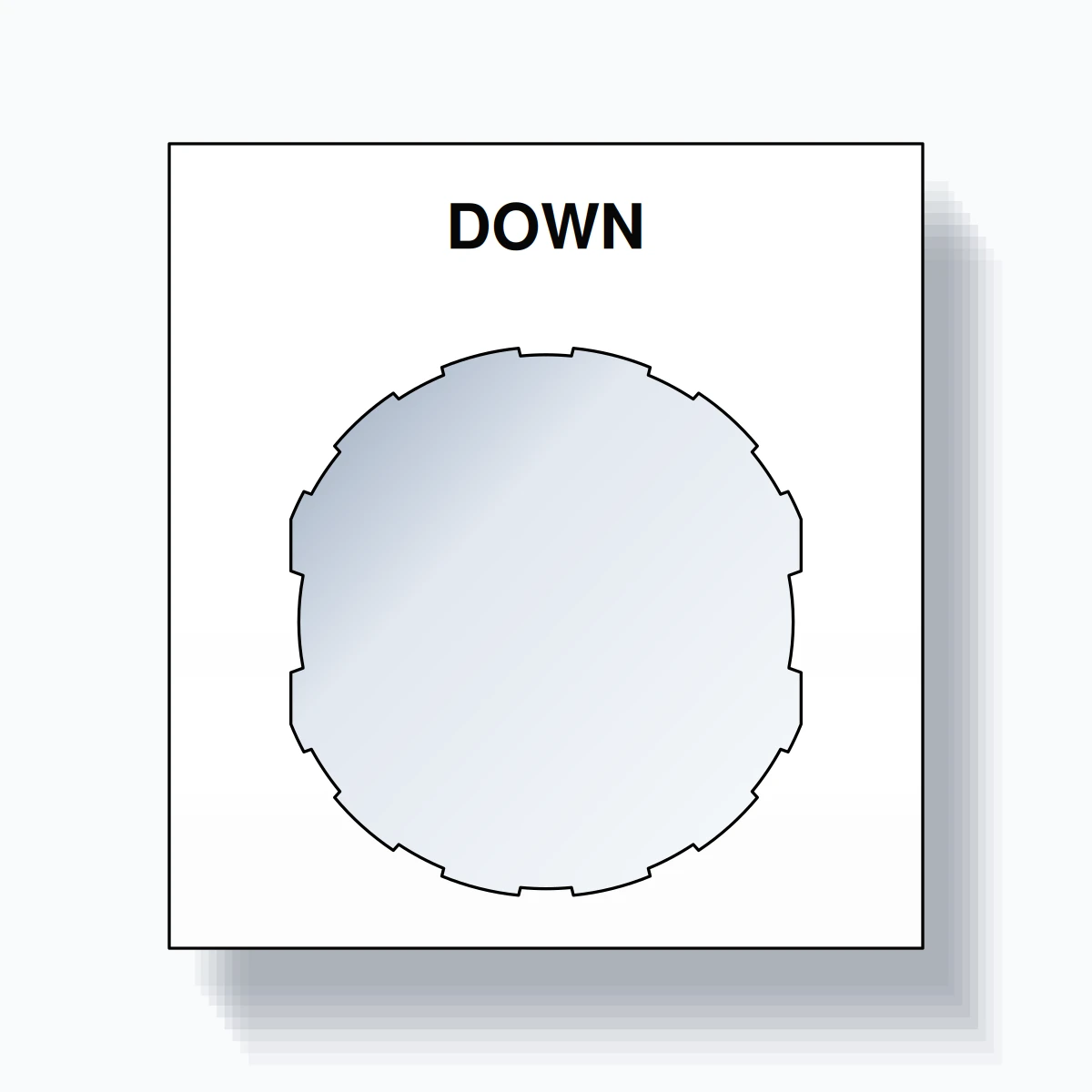 22mm Ring Tag – DOWN, Single-Line Square, Schneider Electric Compatible, Black on White