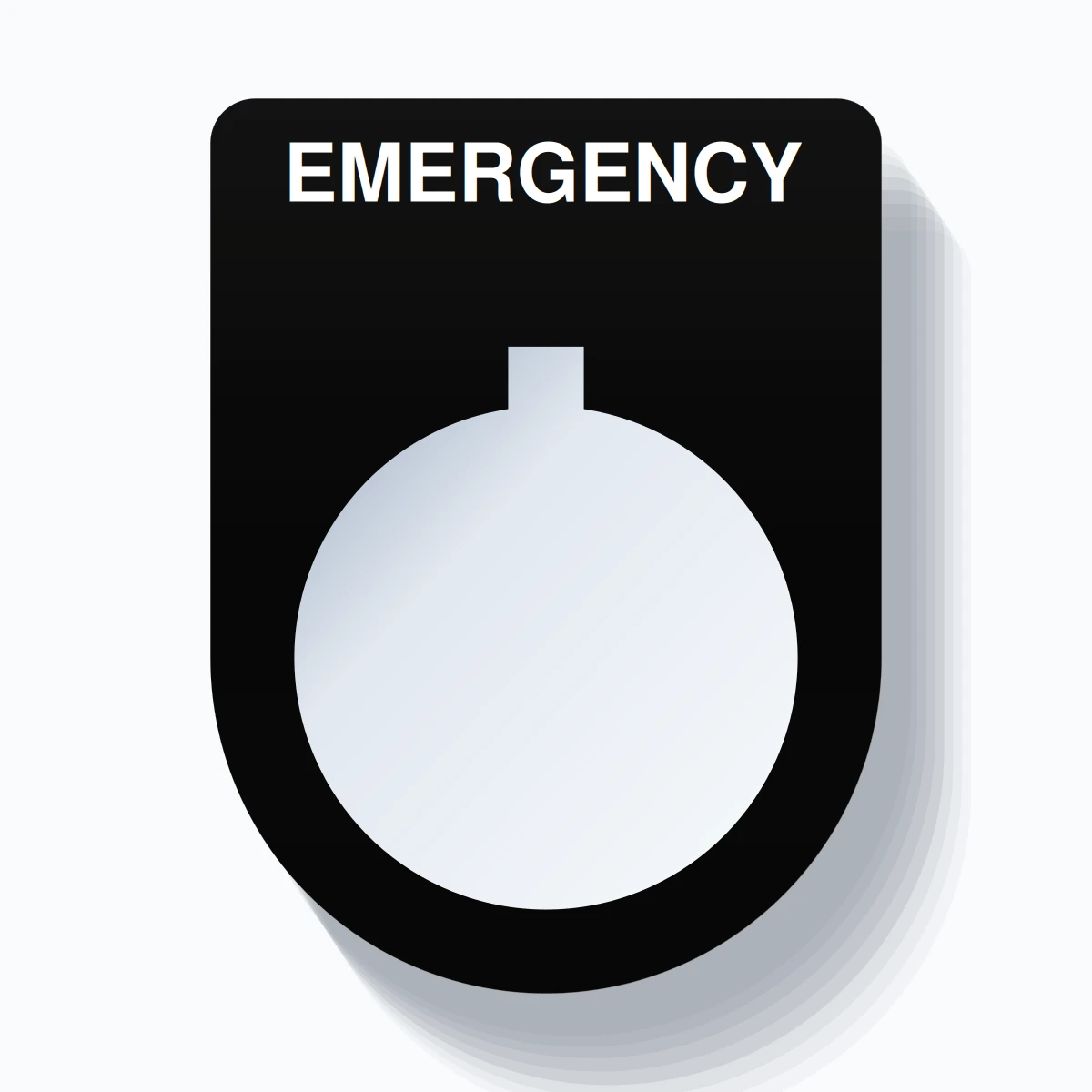 22mm Ring Tag – EMERGENCY, Single-Line Slim, Allen-Bradley Compatible, White on Black