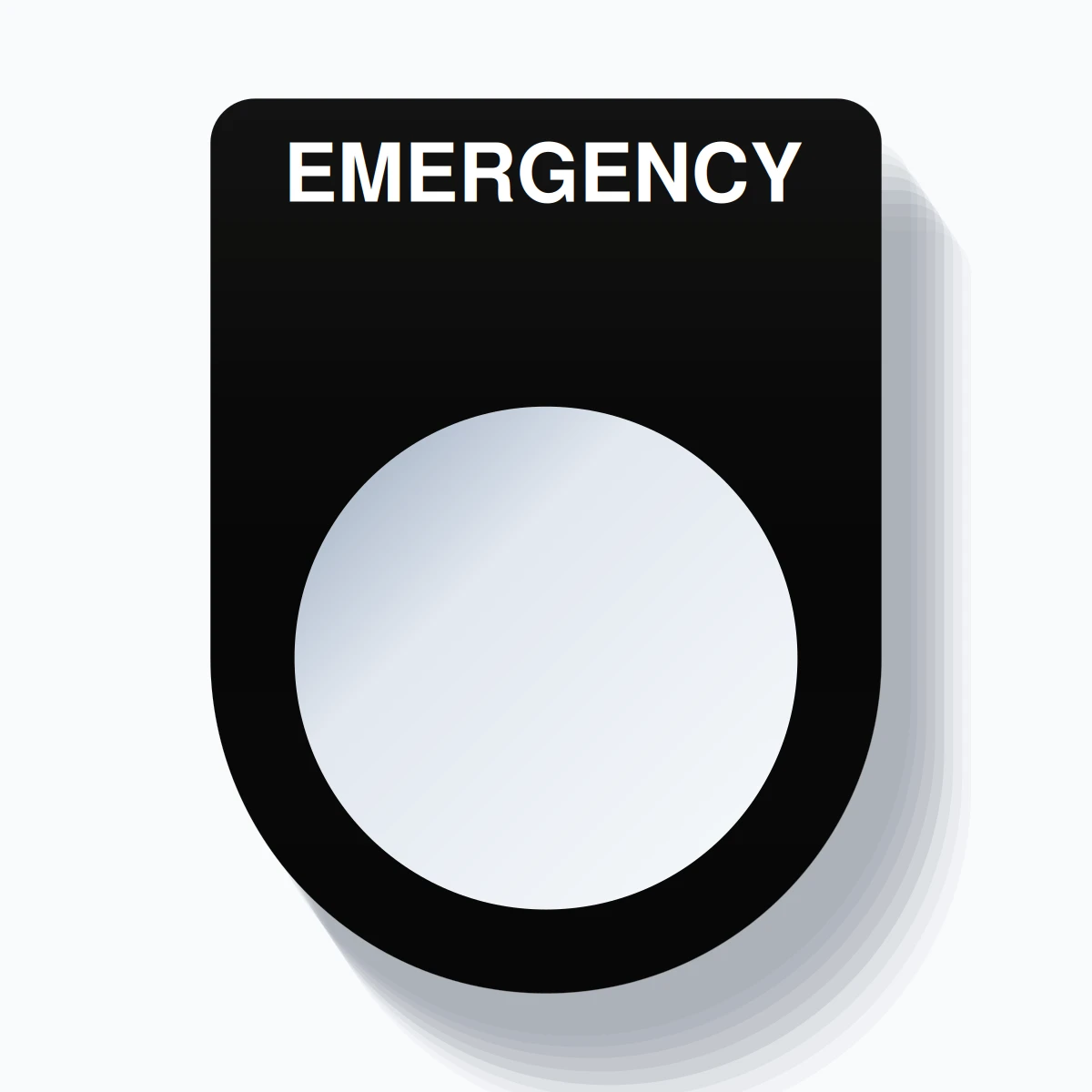 22mm Ring Tag – EMERGENCY, Single-Line Slim, White on Black