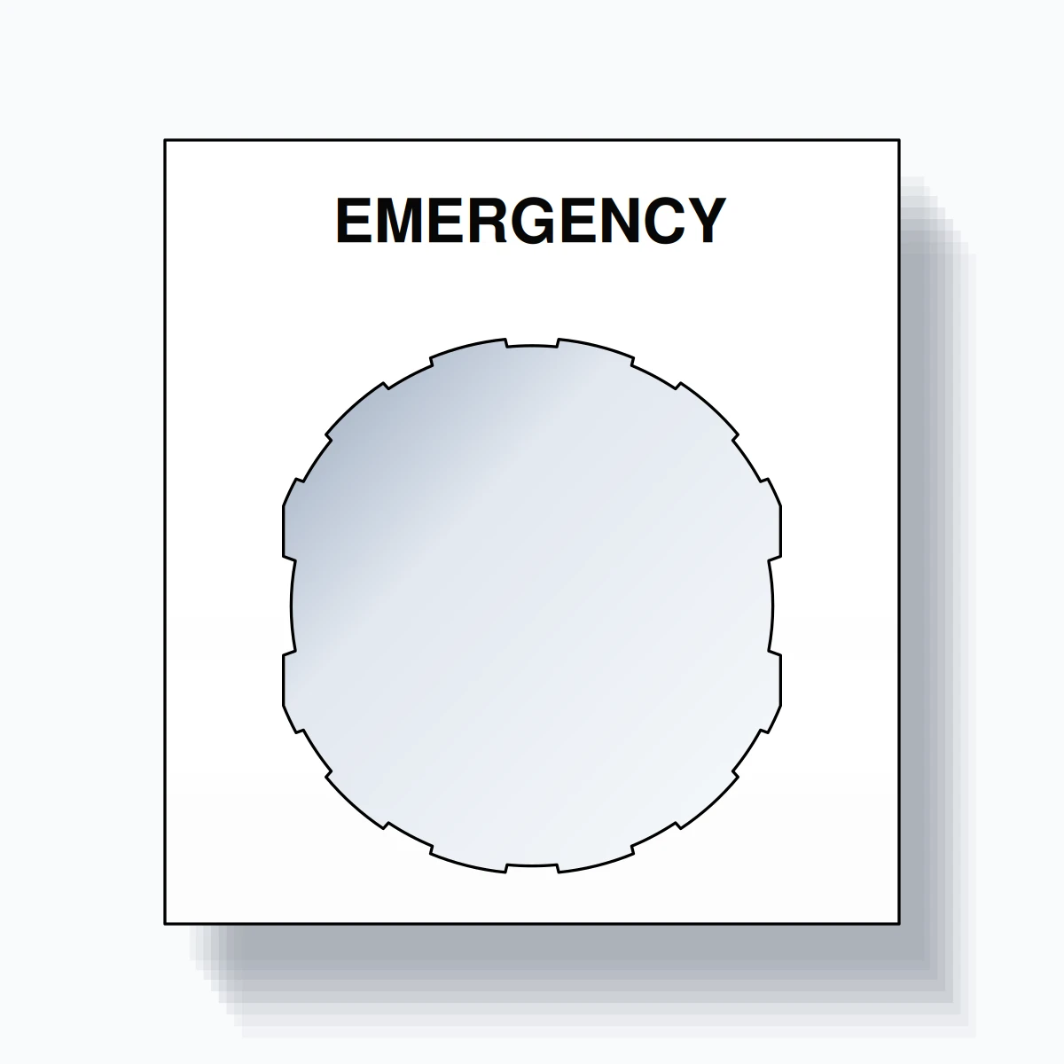 22mm Ring Tag – EMERGENCY, Single-Line Square, Schneider Electric Compatible, Black on White