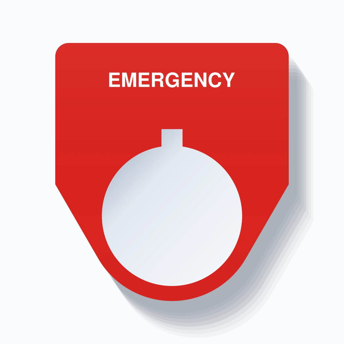 22mm Ring Tag – EMERGENCY, Single-Line Traditional, Allen-Bradley Compatible, White on Red