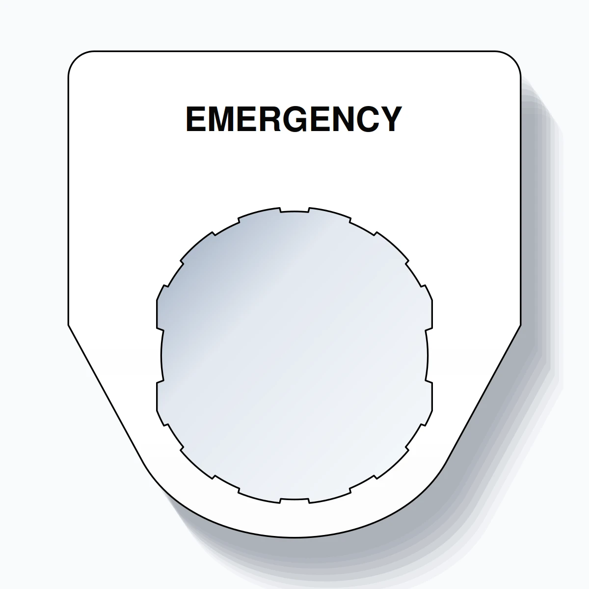 22mm Ring Tag – EMERGENCY, Single-Line Traditional, Schneider Electric Compatible, Black on White