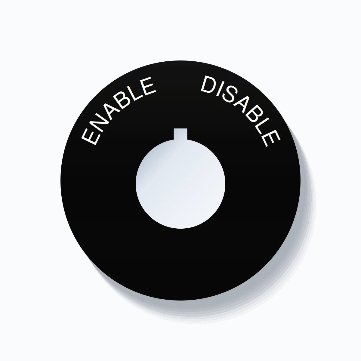 22mm Ring Tag – ENABLE       DISABLE, Single-Line 60mm Round, Allen-Bradley Compatible, White on Black