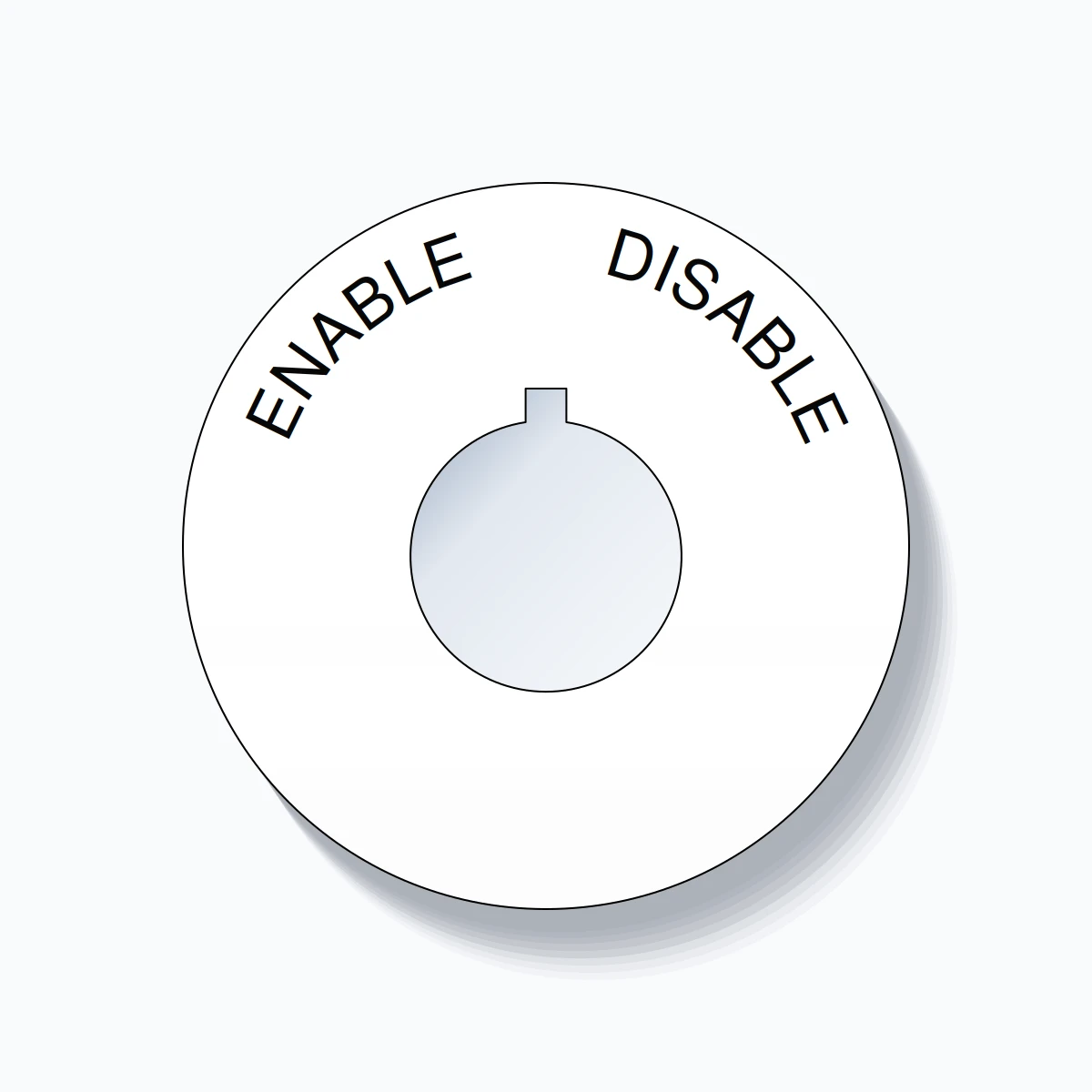 22mm Ring Tag – ENABLE       DISABLE, Single-Line 60mm Round, Allen-Bradley Compatible, Black on White