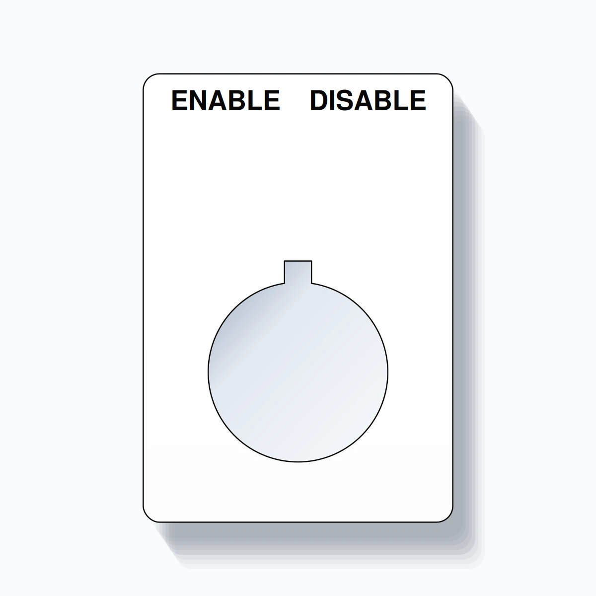 22mm Ring Tag – ENABLE DISABLE, Two-Line Rounded, Allen-Bradley Compatible, Black on White