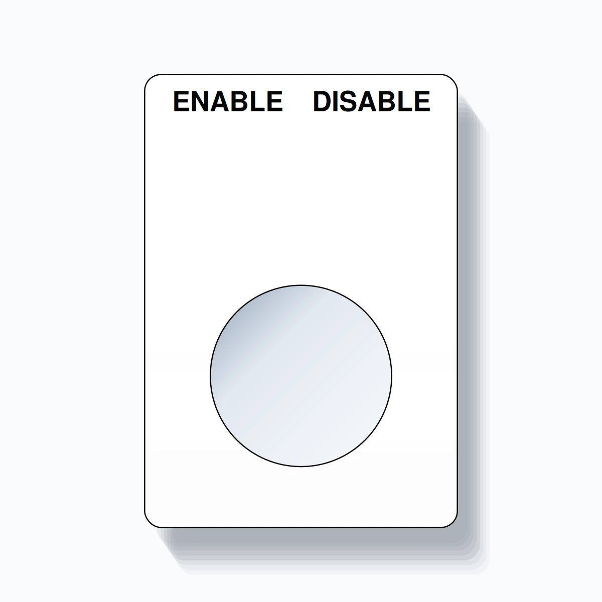 22mm Ring Tag – ENABLE DISABLE, Two-Line Rounded, Black on White