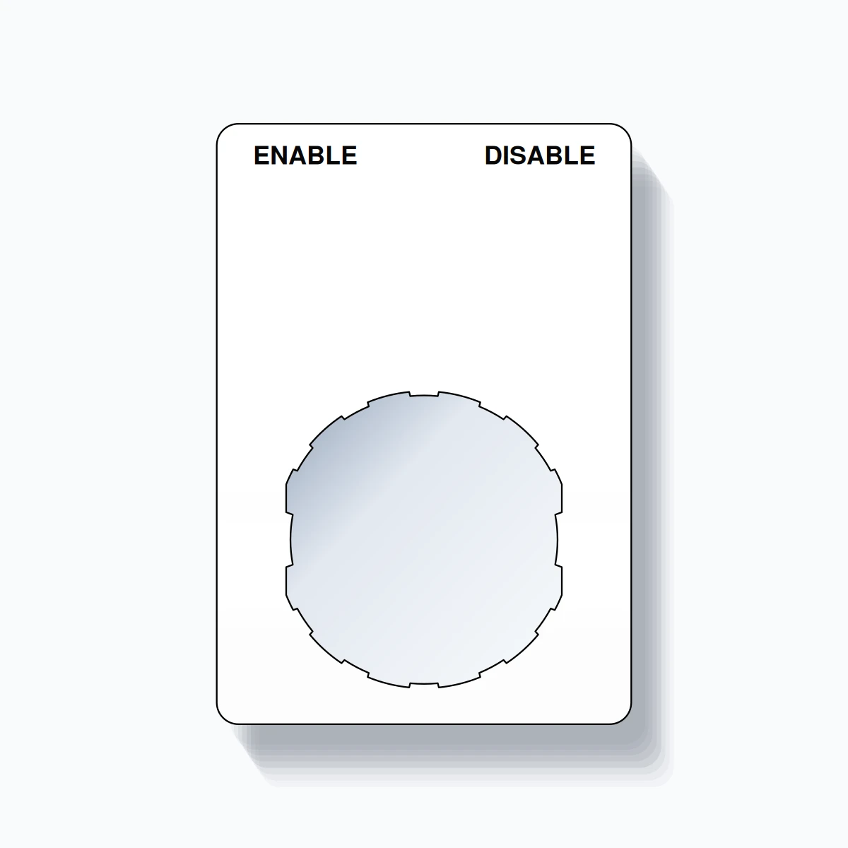 22mm Ring Tag – ENABLE DISABLE, Two-Line Rounded, Schneider Electric Compatible, Black on White