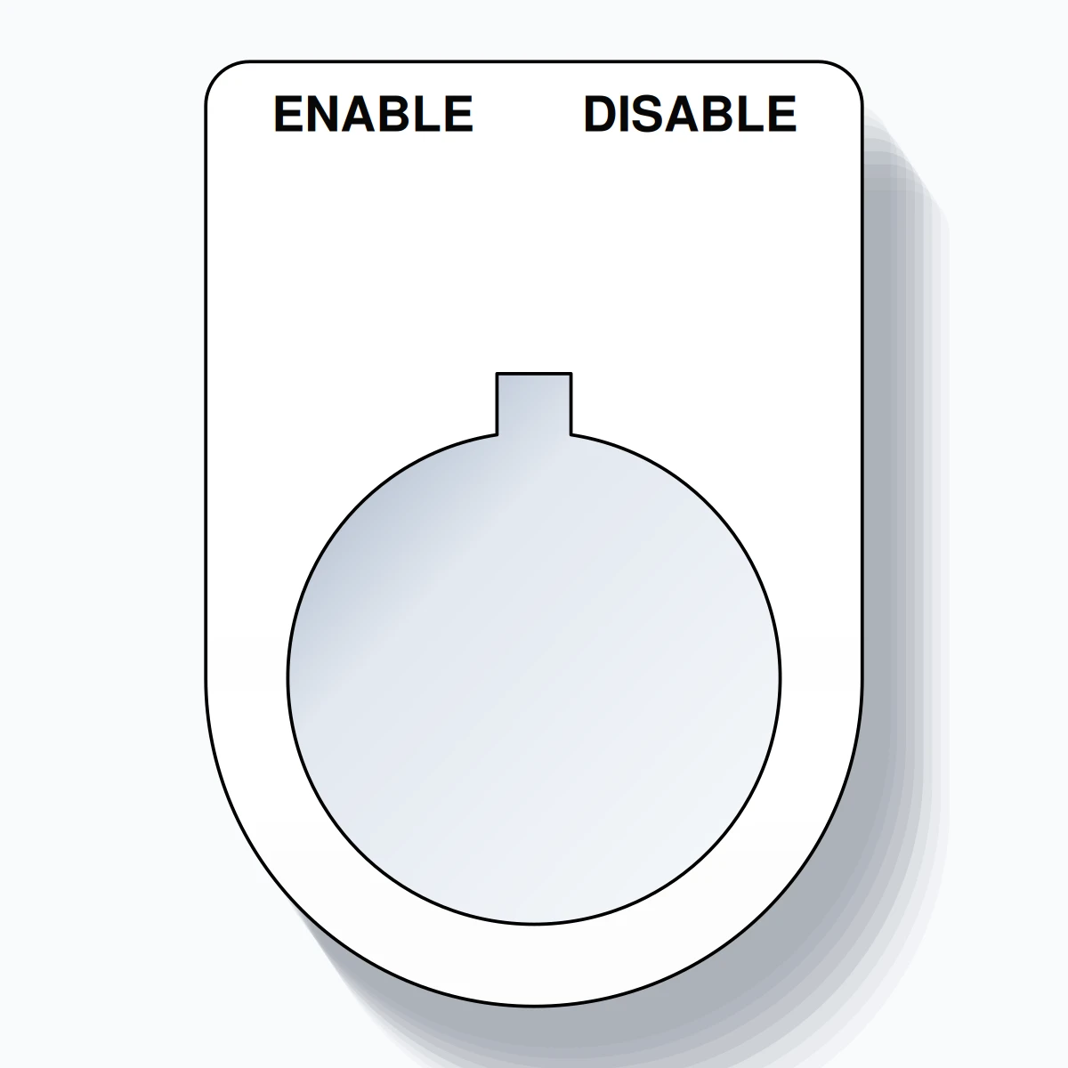 22mm Ring Tag – ENABLE DISABLE, Two-Line Slim, Allen-Bradley Compatible, Black on White