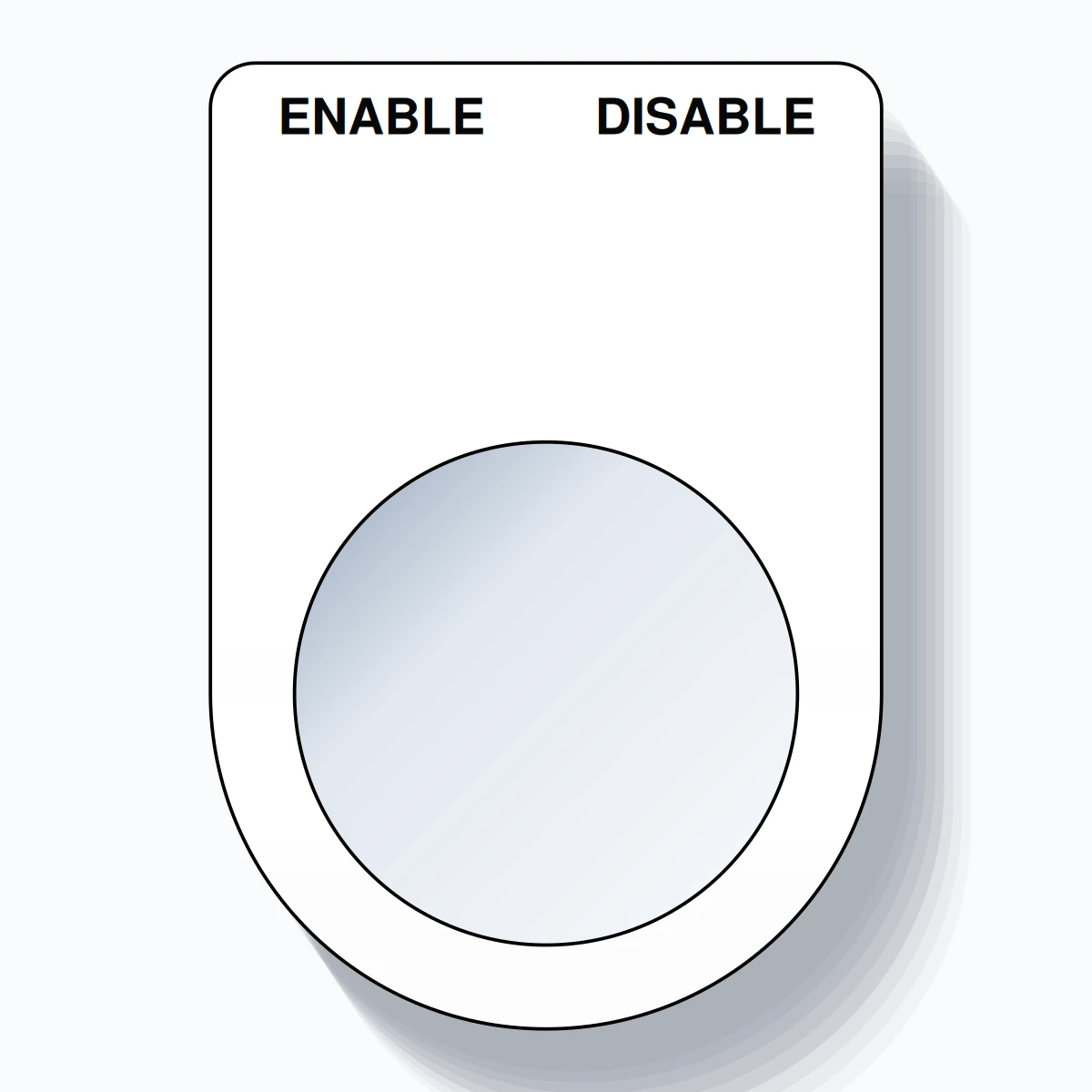 22mm Ring Tag – ENABLE DISABLE, Two-Line Slim, Black on White