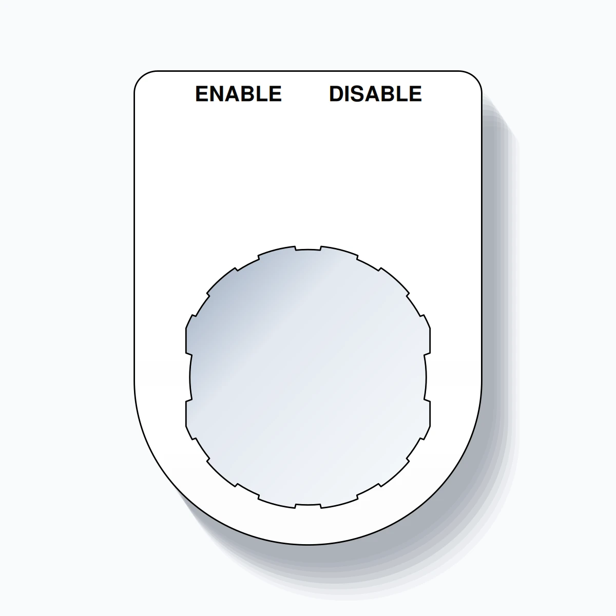22mm Ring Tag – ENABLE DISABLE, Two-Line Slim, Schneider Electric Compatible, Black on White