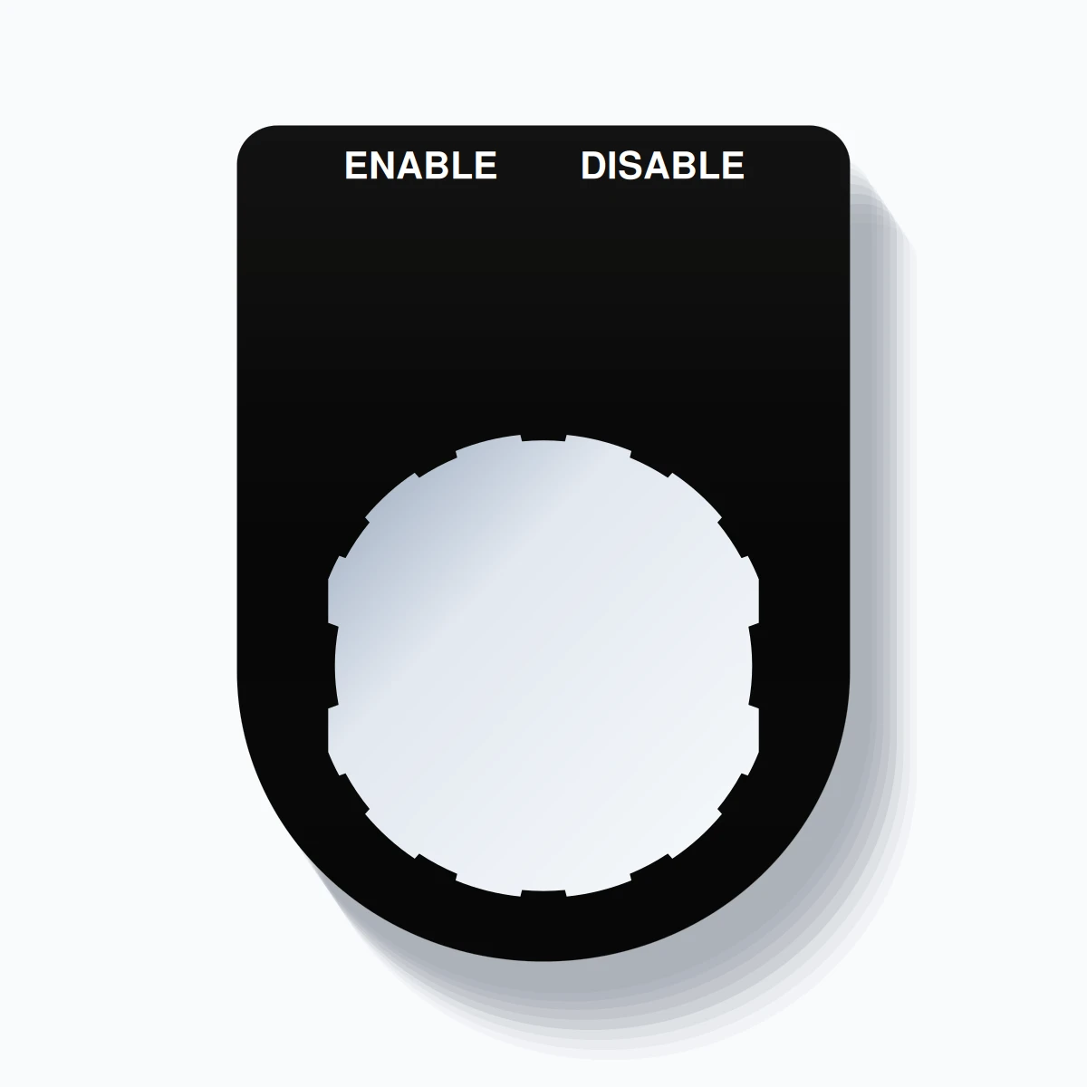 22mm Ring Tag – ENABLE DISABLE, Two-Line Slim, Schneider Electric Compatible, White on Black