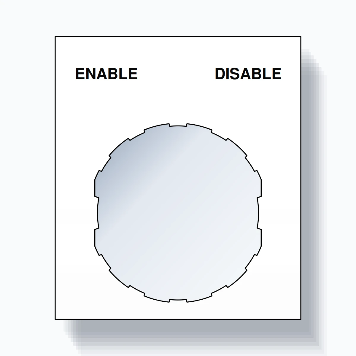22mm Ring Tag – ENABLE DISABLE, Two-Line Square, Schneider Electric Compatible, Black on White