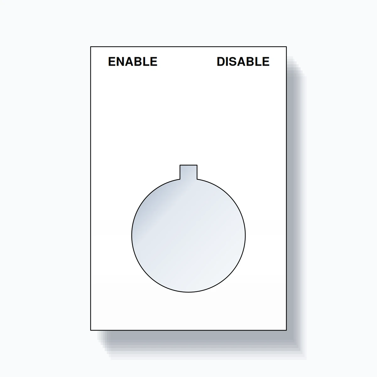 22mm Ring Tag – ENABLE DISABLE, Two-Line Squared, Allen-Bradley Compatible, Black on White