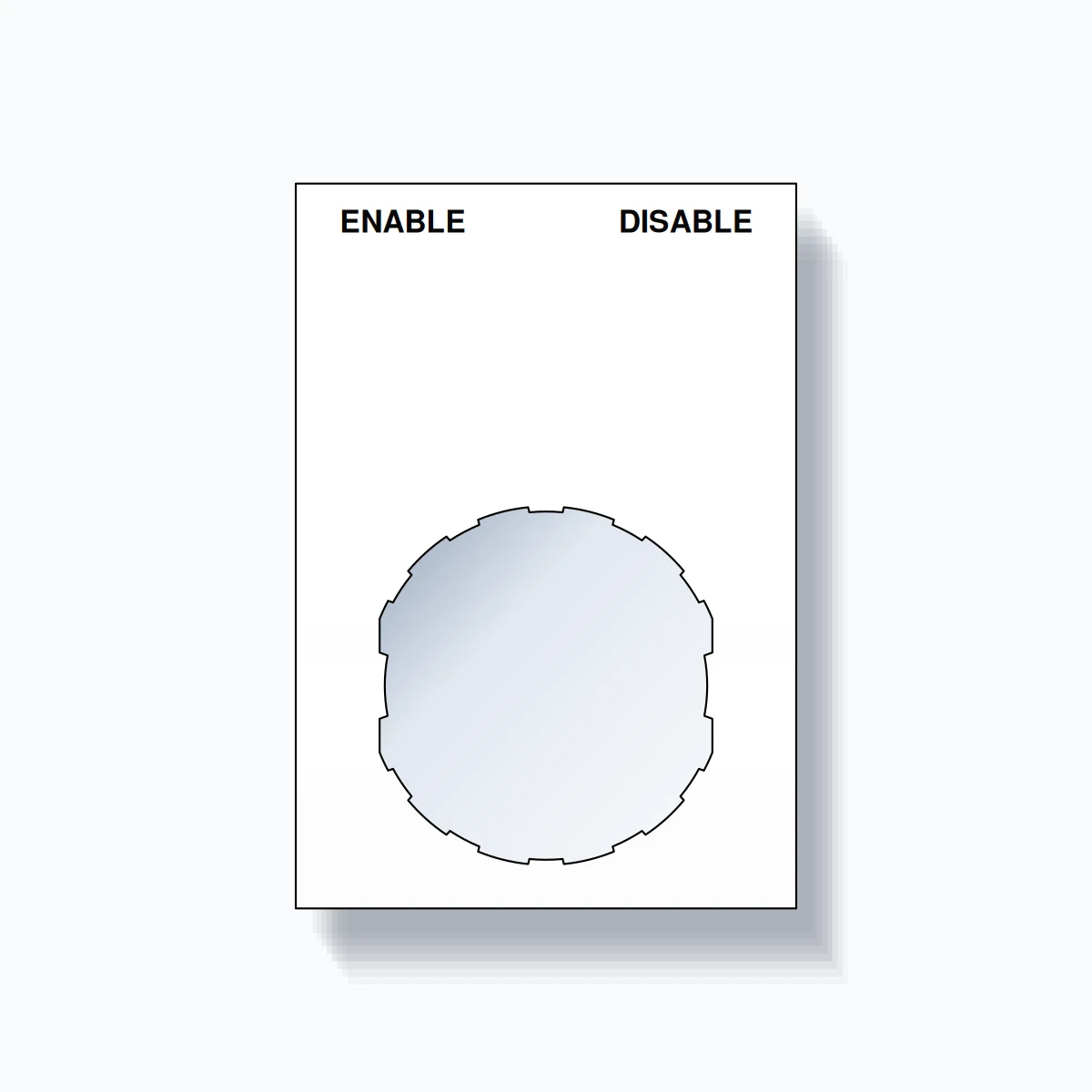 22mm Ring Tag – ENABLE DISABLE, Two-Line Squared, Schneider Electric Compatible, Black on White