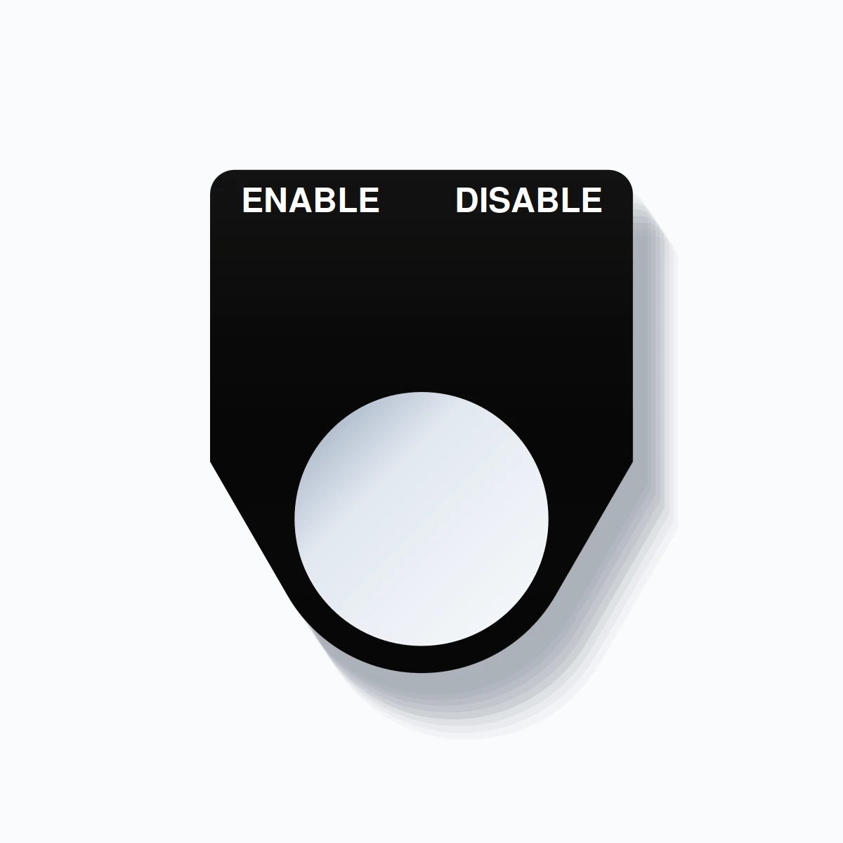 22mm Ring Tag – ENABLE DISABLE, Two-Line Traditional, White on Black