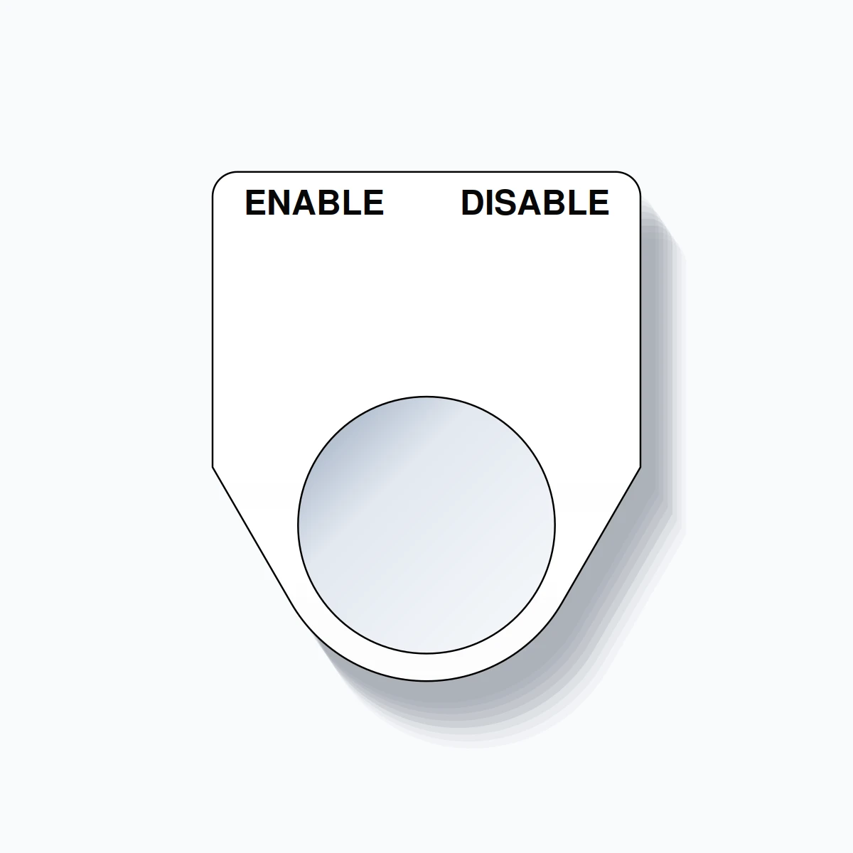 22mm Ring Tag – ENABLE DISABLE, Two-Line Traditional, Black on White