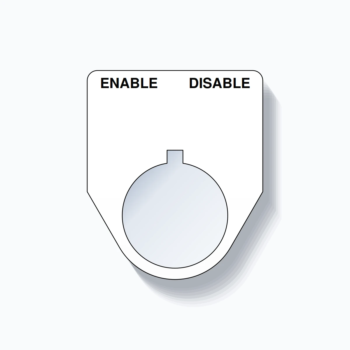 22mm Ring Tag – ENABLE DISABLE, Two-Line Traditional, Allen-Bradley Compatible, Black on White