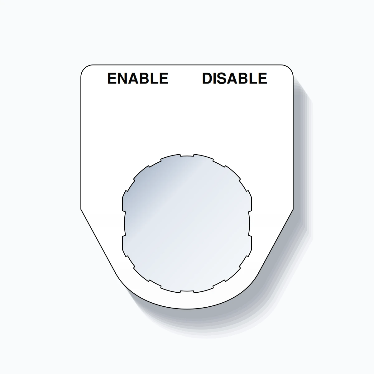 22mm Ring Tag – ENABLE DISABLE, Two-Line Traditional, Schneider Electric Compatible, Black on White