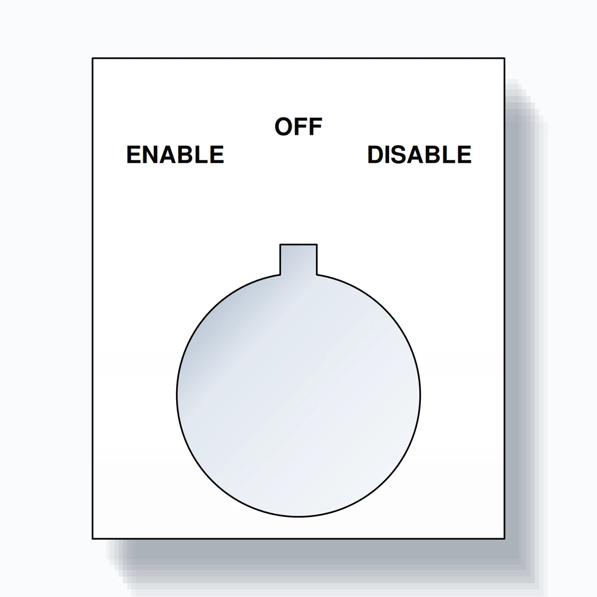 22mm Ring Tag – ENABLE OFF DISABLE, Three-Line Square, Allen-Bradley Compatible, Black on White