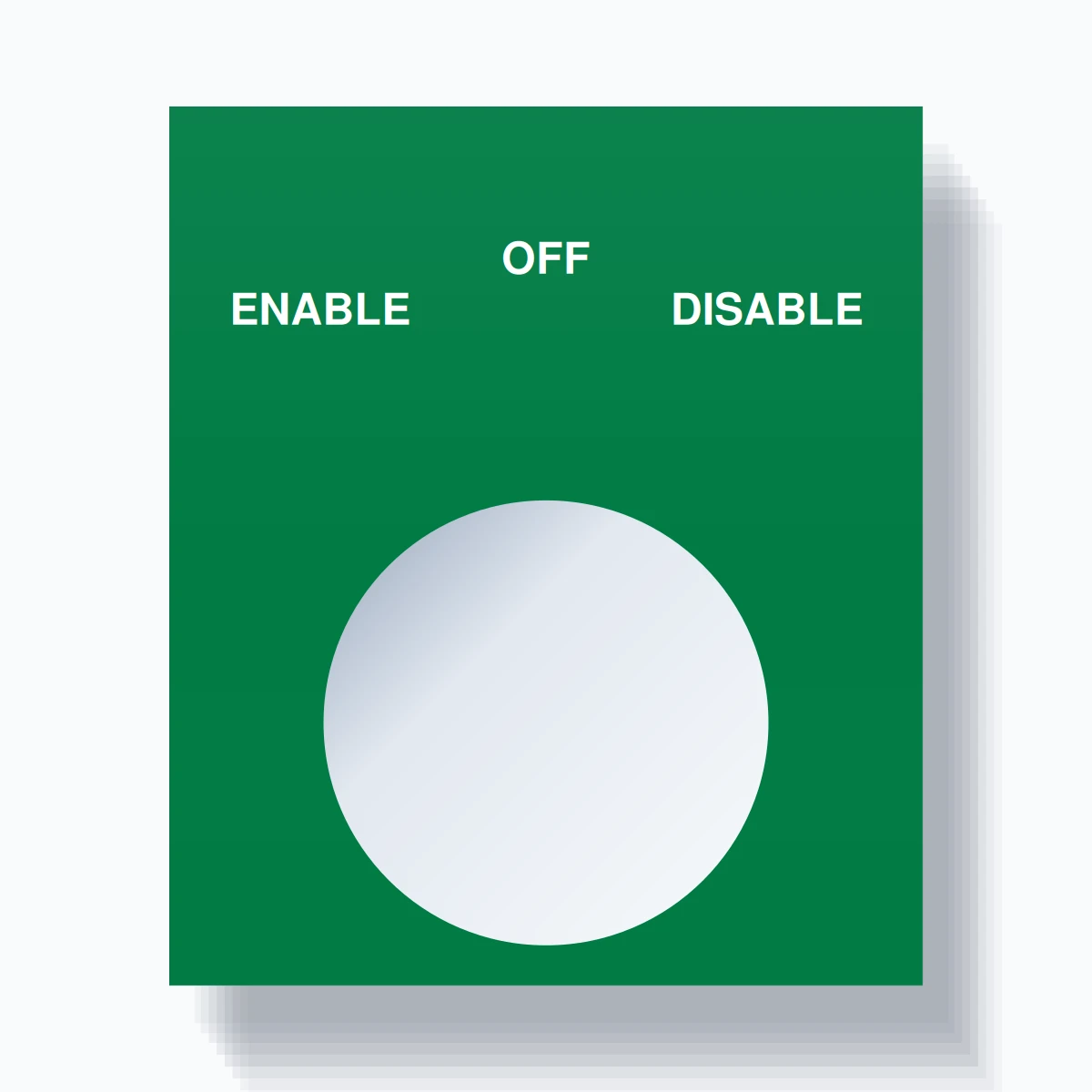 22mm Ring Tag – ENABLE OFF DISABLE, Three-Line Square, White on Green