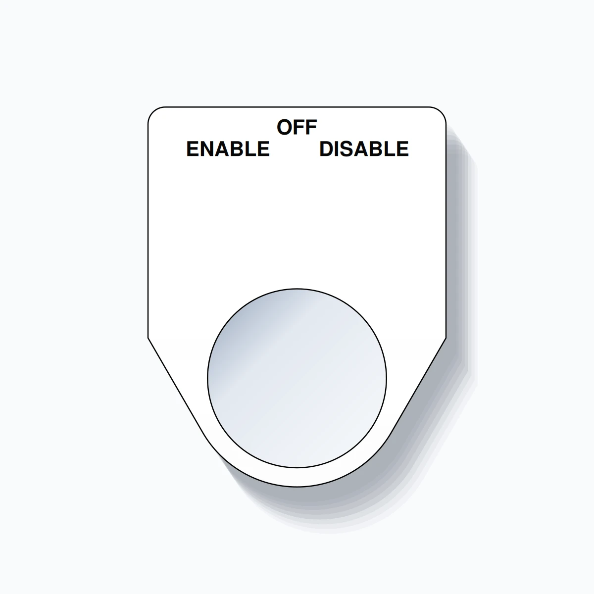 22mm Ring Tag – ENABLE OFF DISABLE, Three-Line Traditional, Black on White