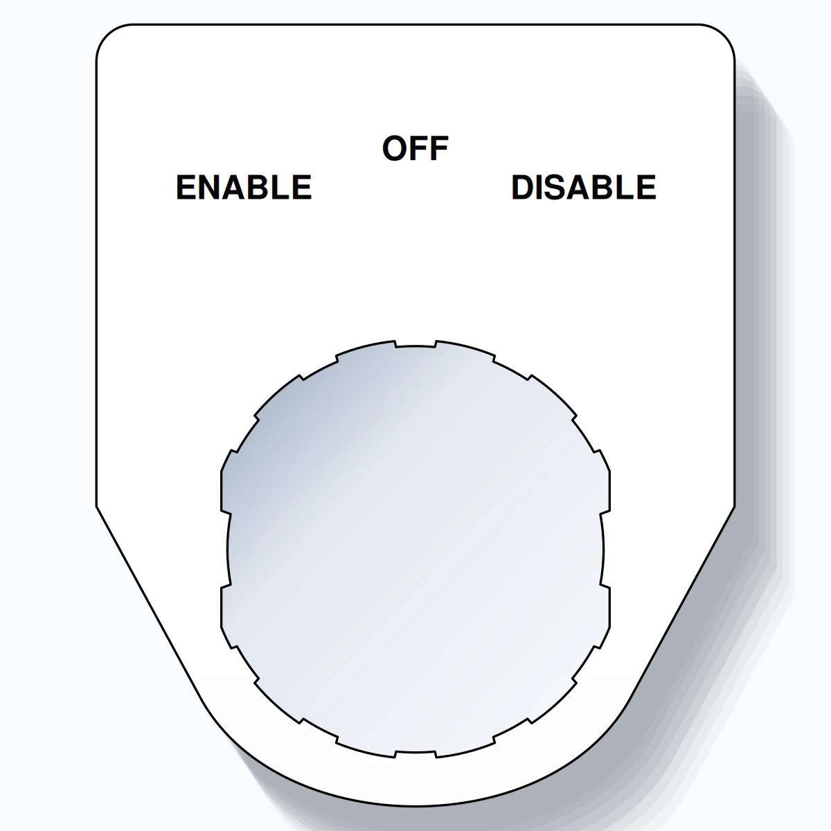 22mm Ring Tag – ENABLE OFF DISABLE, Three-Line Traditional, Schneider Electric Compatible, Black on White