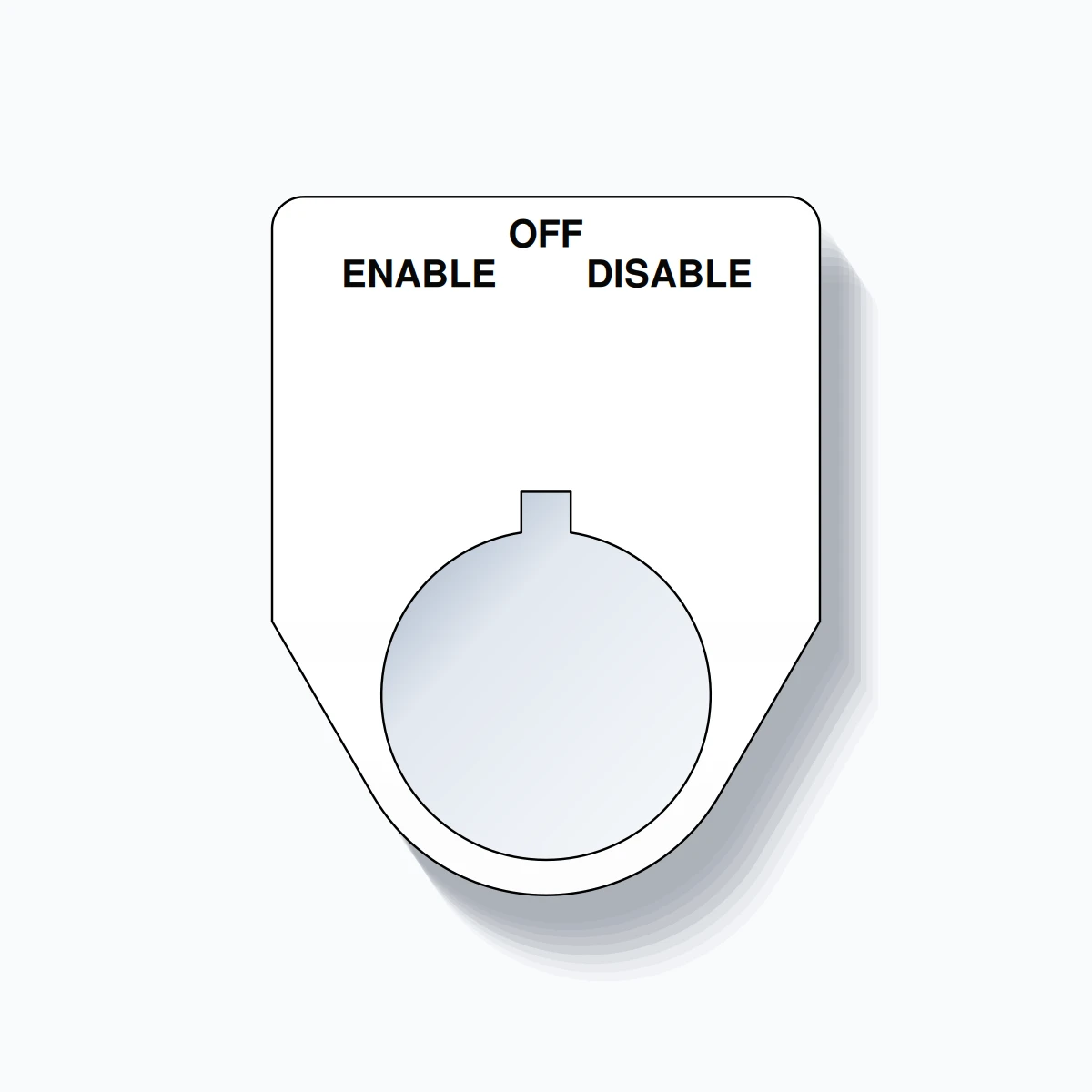 22mm Ring Tag – ENABLE OFF DISABLE, Three-Line Traditional, Allen-Bradley Compatible, Black on White