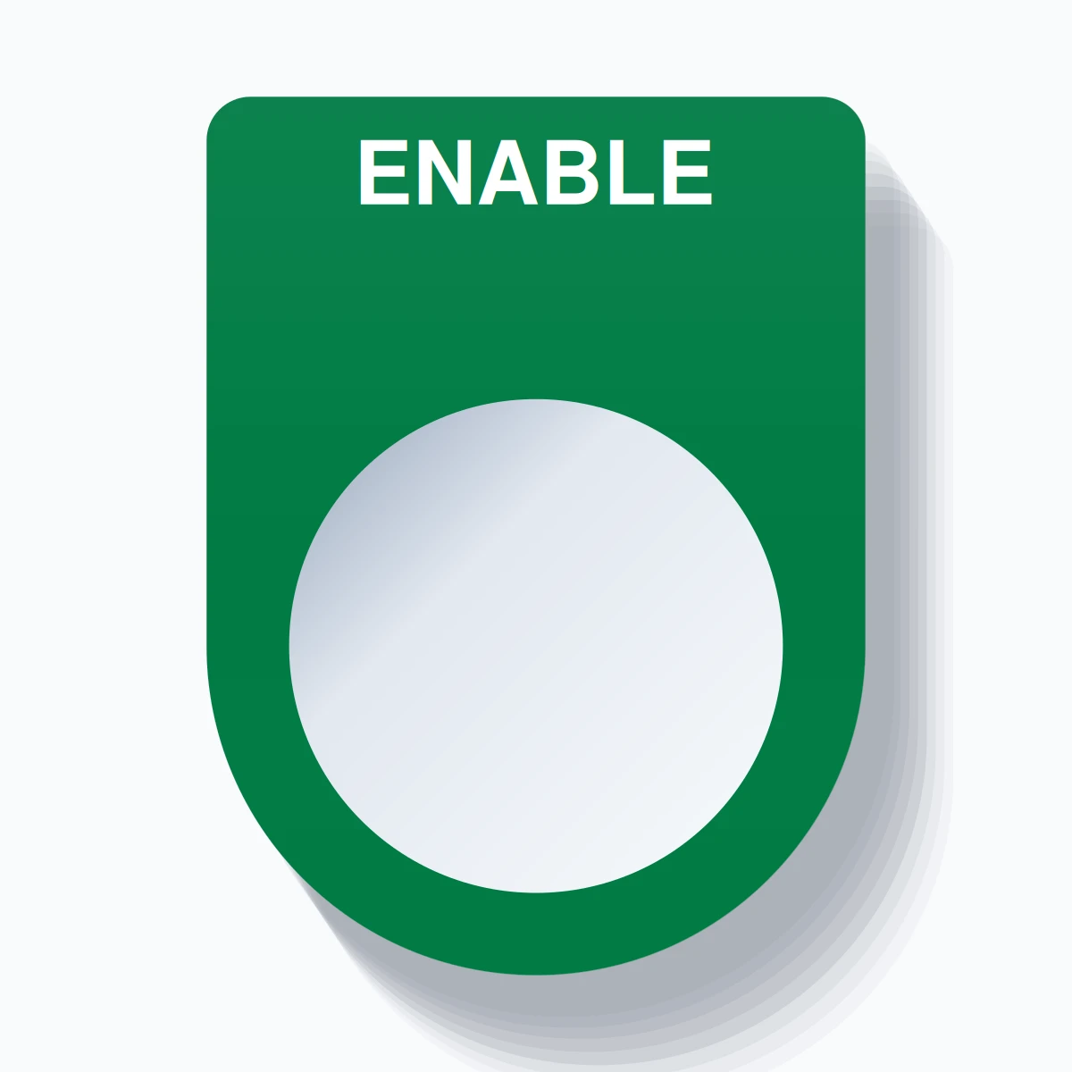 22mm Ring Tag – ENABLE, Single-Line Slim, White on Green