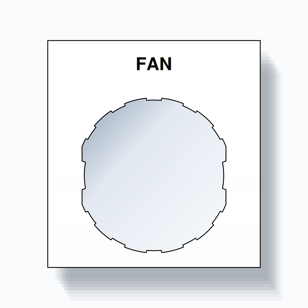 22mm Ring Tag – FAN, Single-Line Square, Schneider Electric Compatible, Black on White