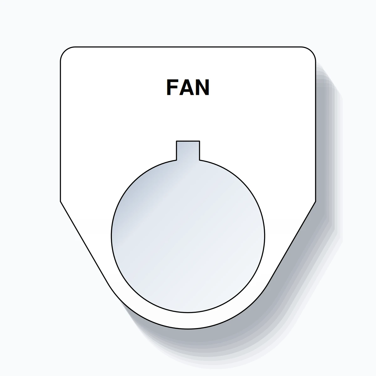 22mm Ring Tag – FAN, Single-Line Traditional, Allen-Bradley Compatible, Black on White