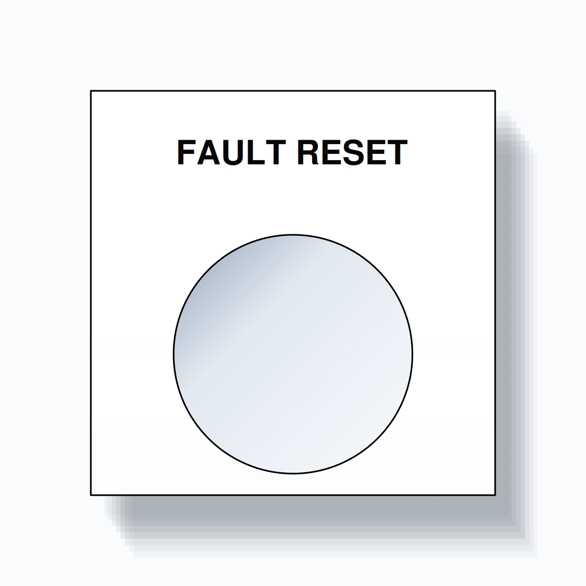 22mm Ring Tag – FAULT RESET, Single-Line Square, Black on White