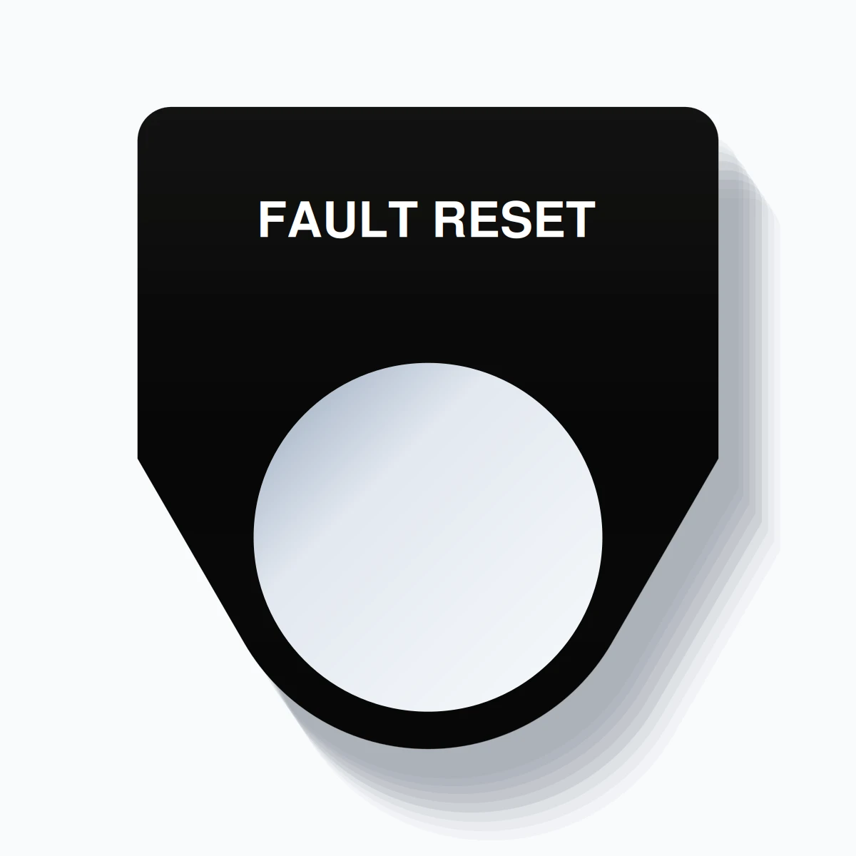 22mm Ring Tag – FAULT RESET, Single-Line Traditional, White on Black