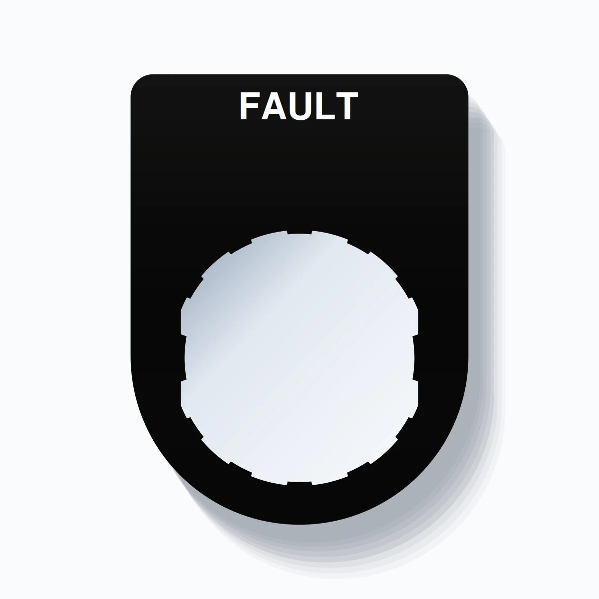 22mm Ring Tag – FAULT, Single-Line Slim, Schneider Electric Compatible, White on Black