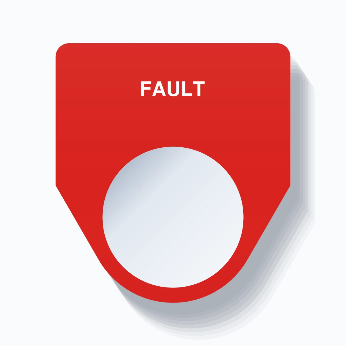 22mm Ring Tag – FAULT, Single-Line Traditional, White on Red