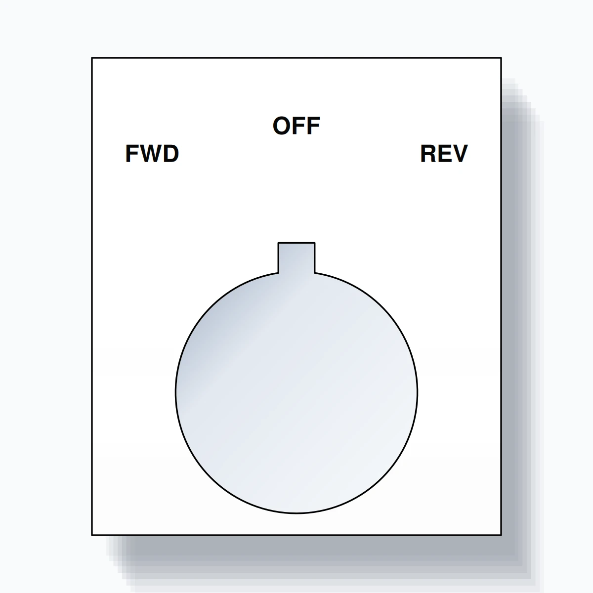 22mm Ring Tag – FWD OFF REV, Three-Line Square, Allen-Bradley Compatible, Black on White