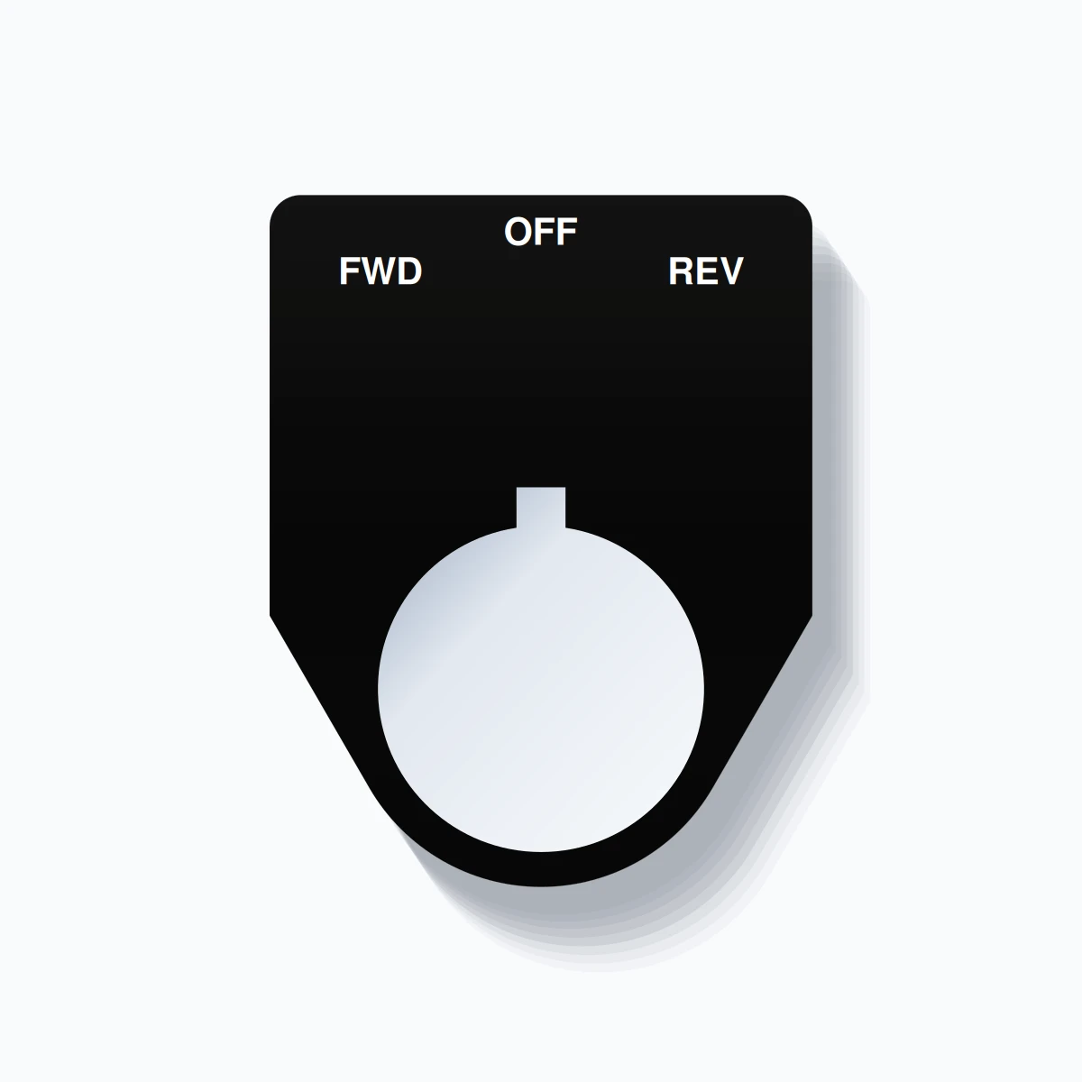 22mm Ring Tag – FWD OFF REV, Three-Line Traditional, Allen-Bradley Compatible, White on Black